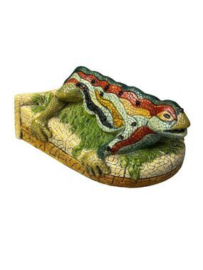Gaudi 1914 Parc Güell Lizard Figurine By Pedra I Fil 3”x5" Ceramic Mosaic Signed